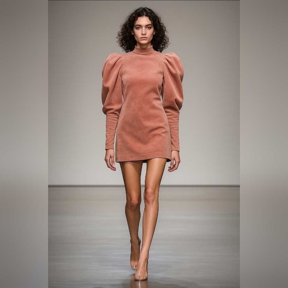 Ted Baker Tipto Exaggerated Long Sleeves Corduroy Mini Dress Size 1 US 4